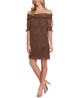 CeCe - Women's Leopard-Print Off-The-Shoulder Dress