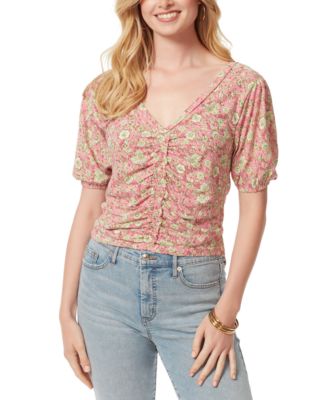 Jessica Simpson - Women's Murphy Floral-Print Ruched Top