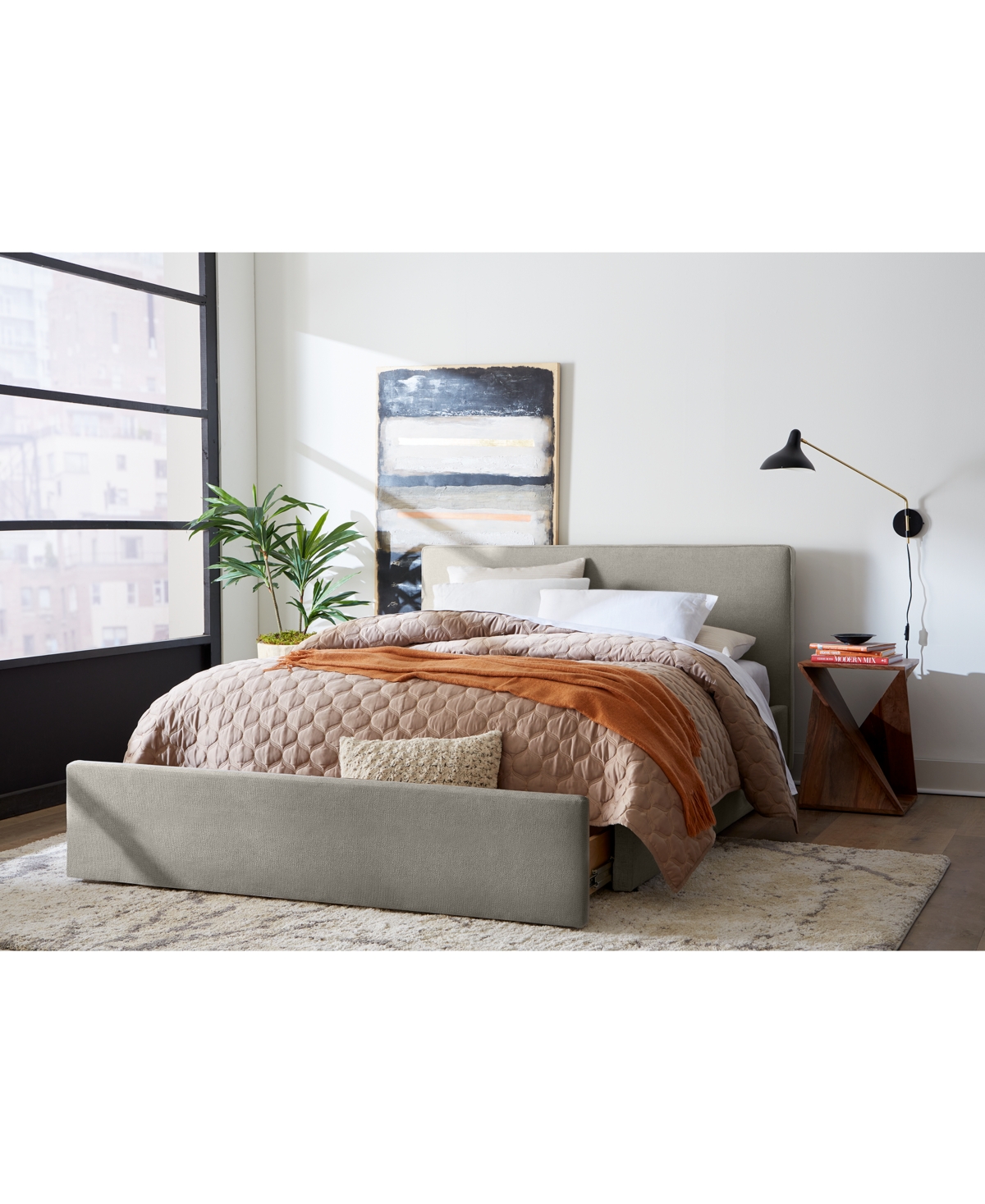 Macy's Mariley Full Upholstered Storage Bed In Mocha