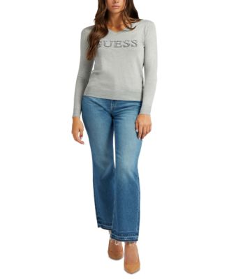 GUESS - Women's 80's High-Rise Embroidered Straight-Leg Jeans