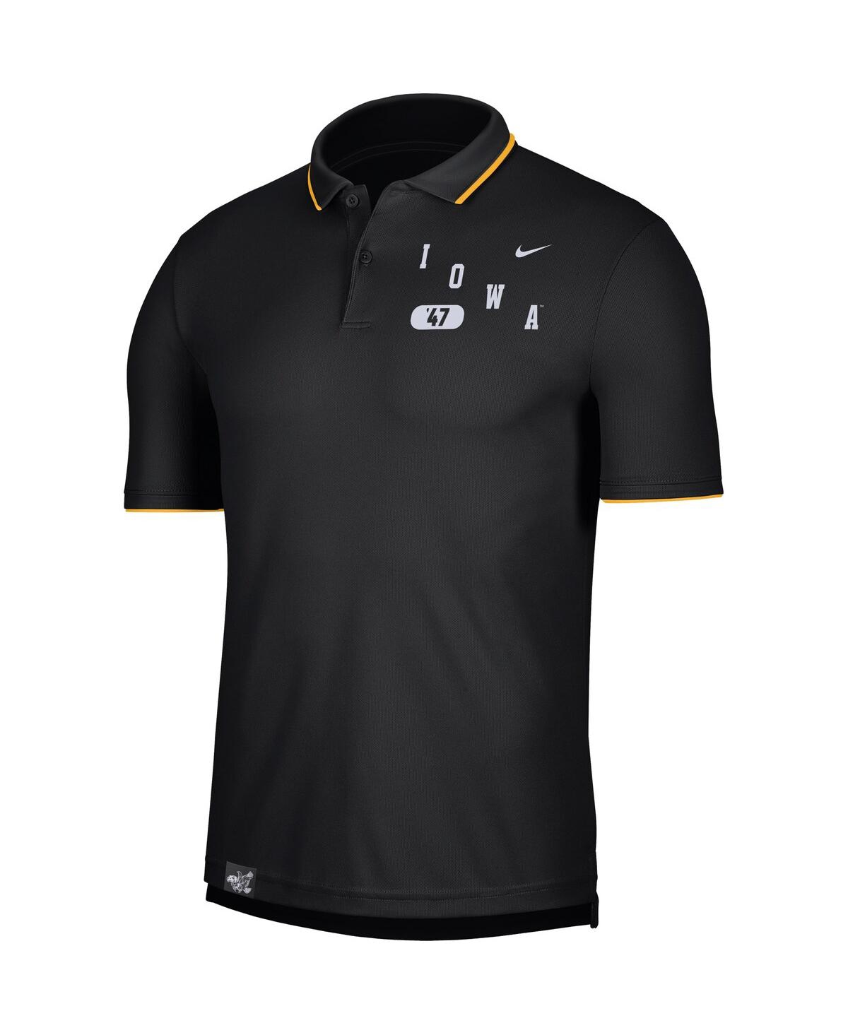 Shop Nike Men's  Black Iowa Hawkeyes Wordmark Performance Polo Shirt
