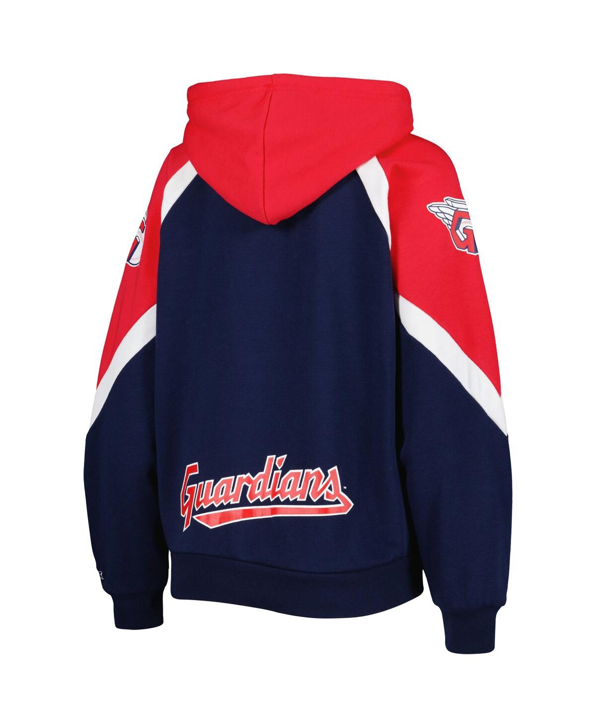 Shop Starter Women's  Navy, Red Cleveland Guardians Hail Mary Full-zip Hoodie In Navy,red