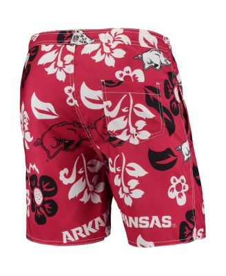 Men's Cardinal Arkansas Razorbacks Floral Volley Logo Swim Trunks