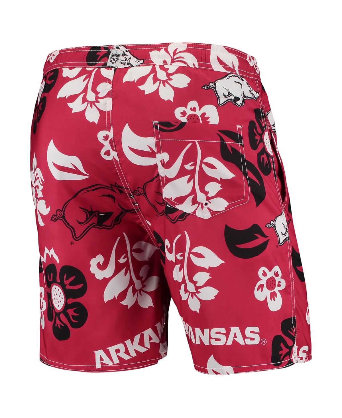 Shop Wes & Willy Men's  Cardinal Arkansas Razorbacks Floral Volley Logo Swim Trunks