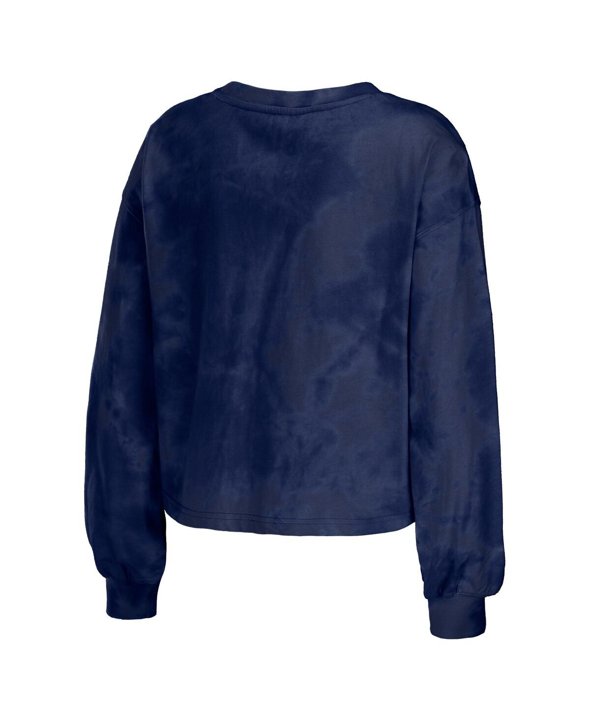 Shop Wear By Erin Andrews Women's  Navy Milwaukee Brewers Tie-dye Cropped Pullover Sweatshirt And Shorts L