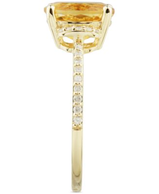 Citrine (1-5/8 ct. t.w.) & Diamond (1/8 ct. t.w.) Ring in 14k Gold