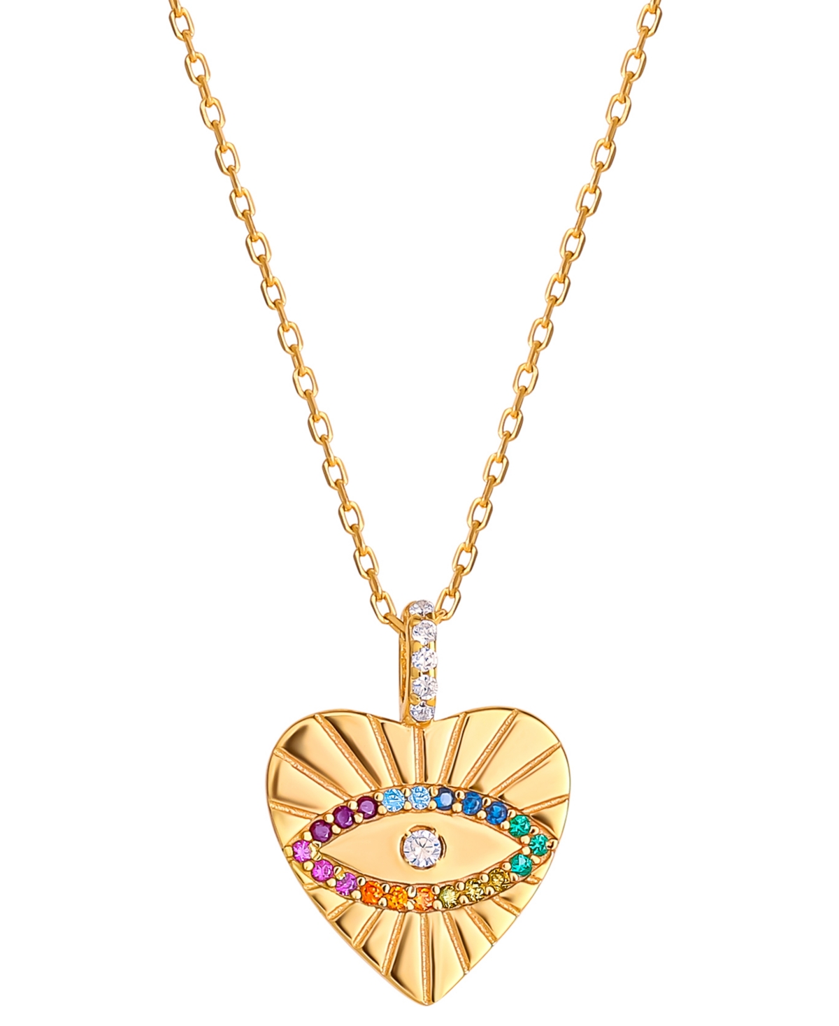 Giani Bernini Multicolor Cubic Zirconia Evil Eye Heart Pendant Necklace In 18k Gold-plated Sterling Silver, 16" +