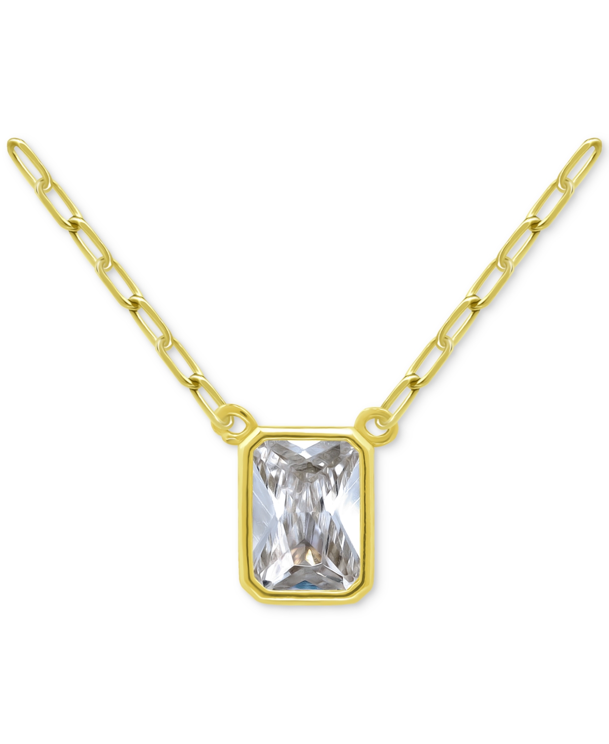 Giani Bernini Cubic Zirconia Octagon Bezel Solitaire Pendant Necklace, 16" + 2" Extender, Created For Macy's In Gold