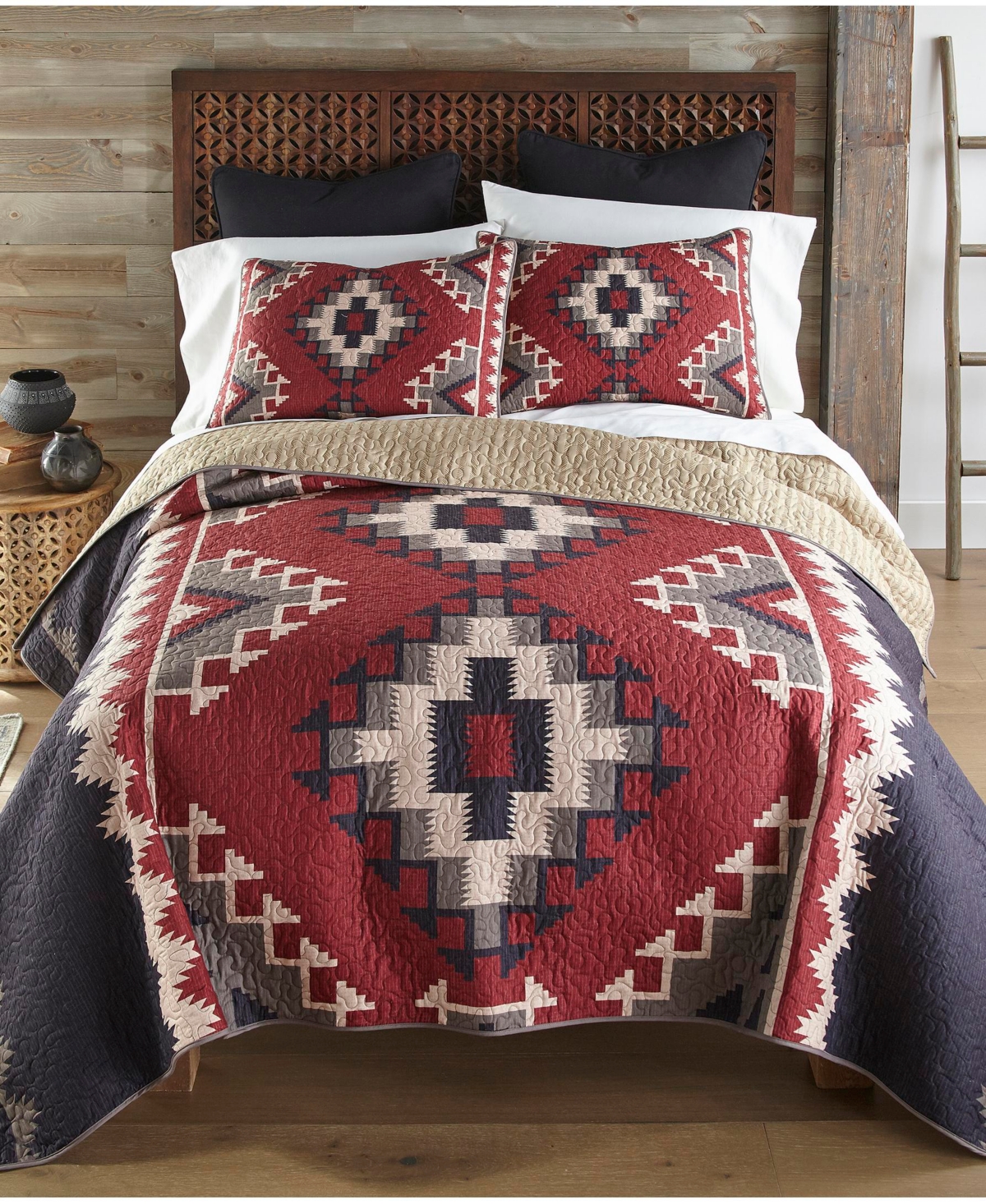 Donna Sharp Mojave Red 3 Piece Quilt Set, Queen In Multi