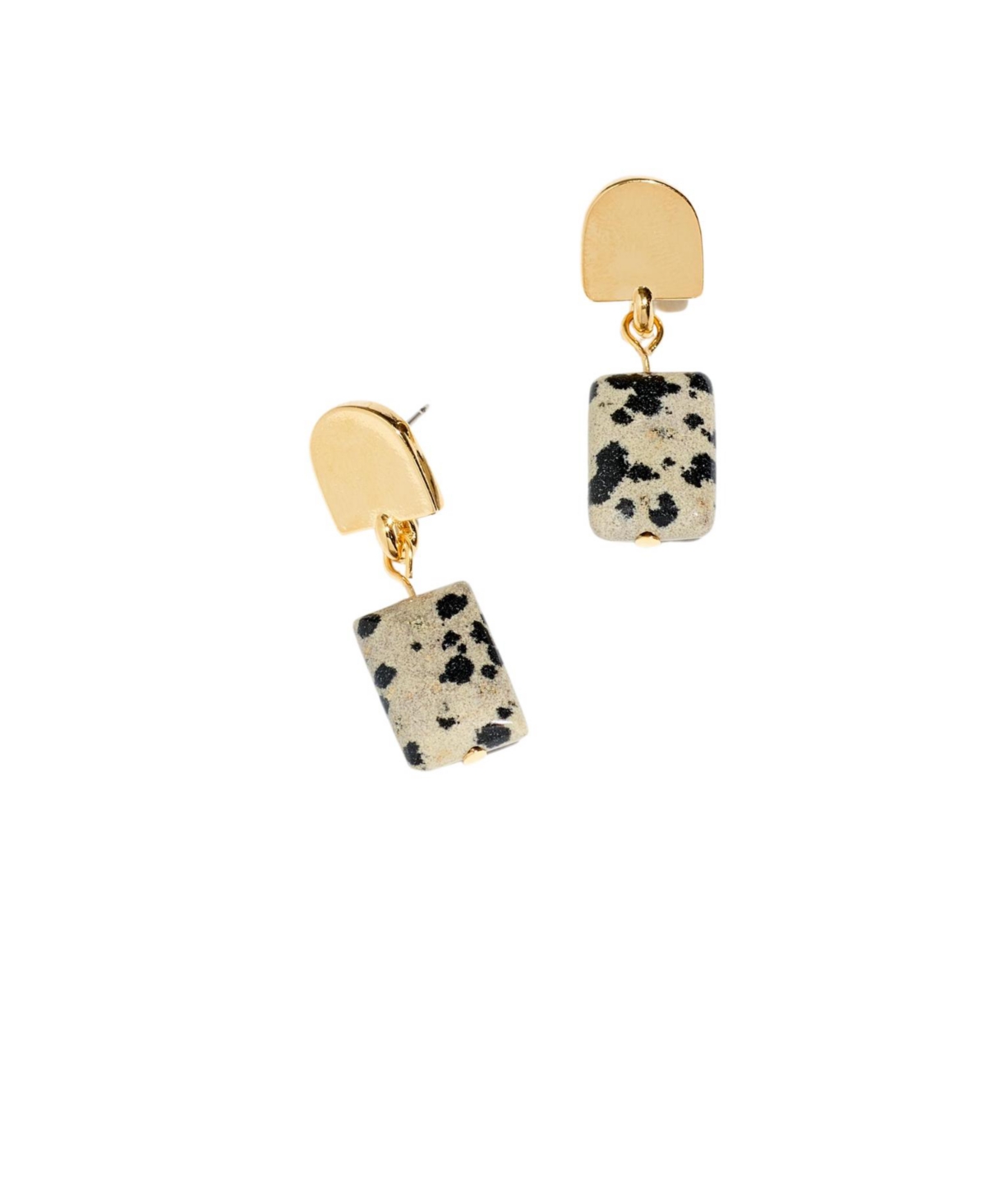 Dome + Dalmatian Jasper Earrings - Beige/khaki
