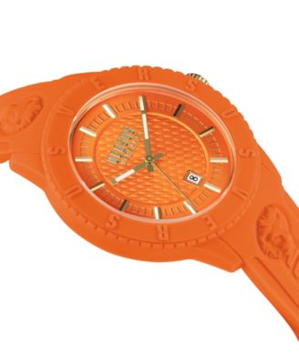 Men's 3 Hand Date Quartz Tokyo Orange Silicone Watch, 43mm
