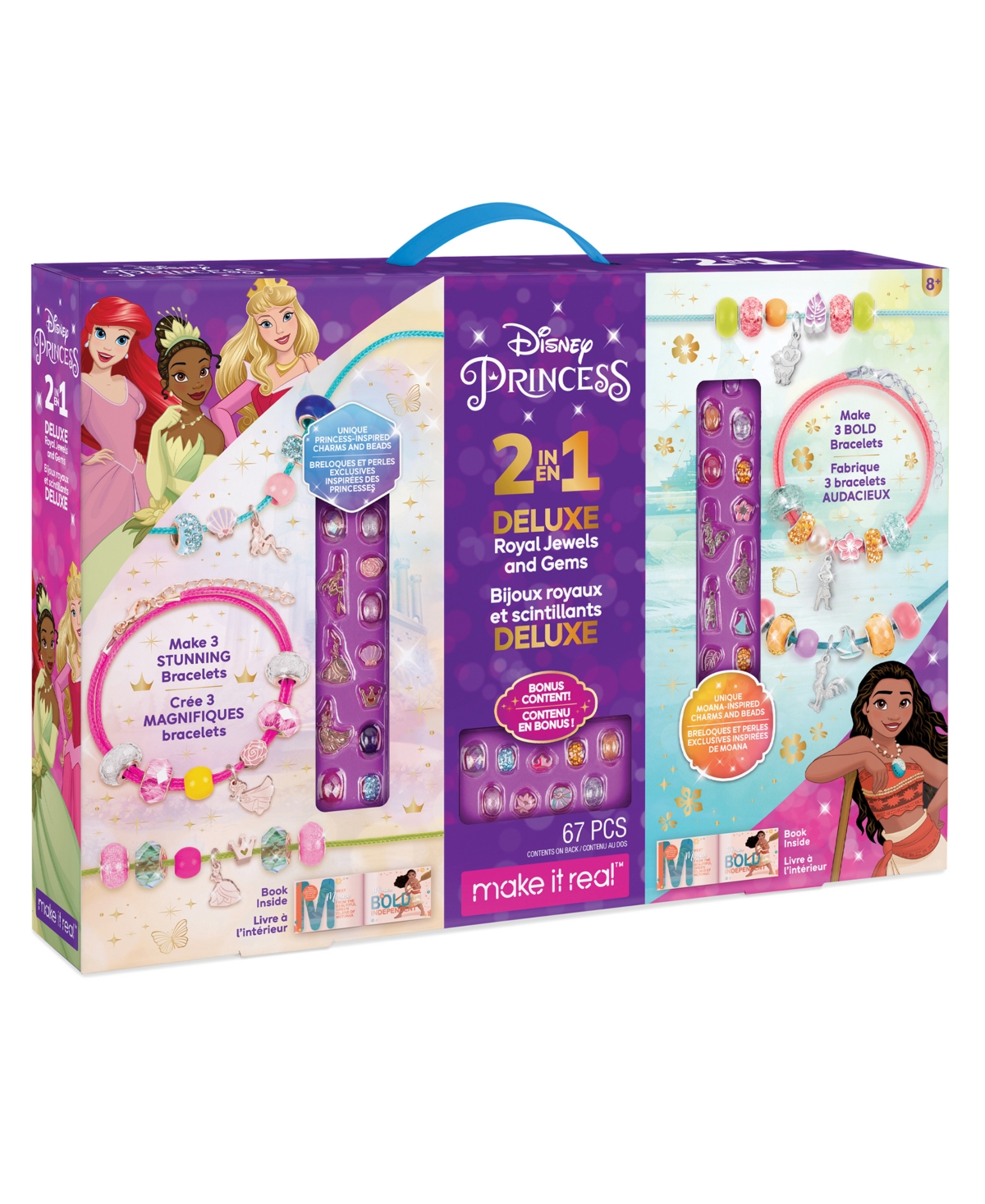 Make It Real Kids' 2 In 1 Disney Princess And Moana Royal Jewels And Gems In Multi