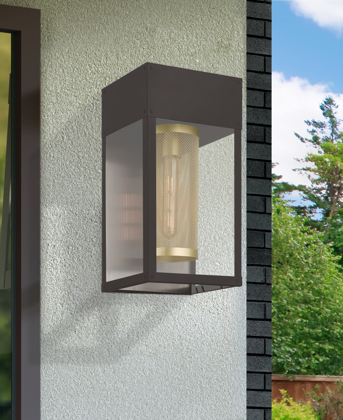 Livex Franklin 1 Light Outdoor Wall Lantern - Bronze with Soft Gold