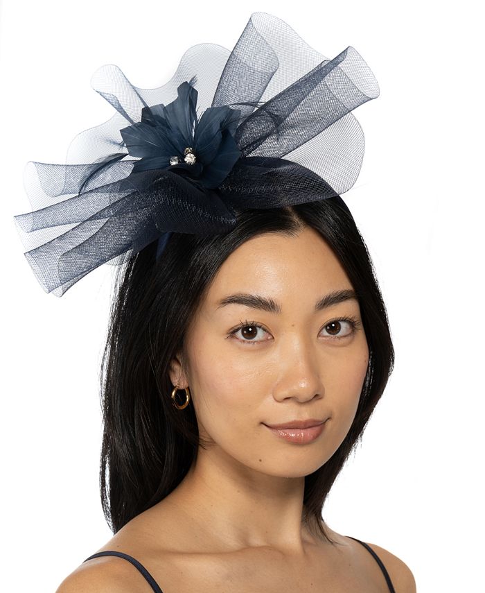 Bellissima Millinery Collection Women's Feather Flower & Net Fascinator