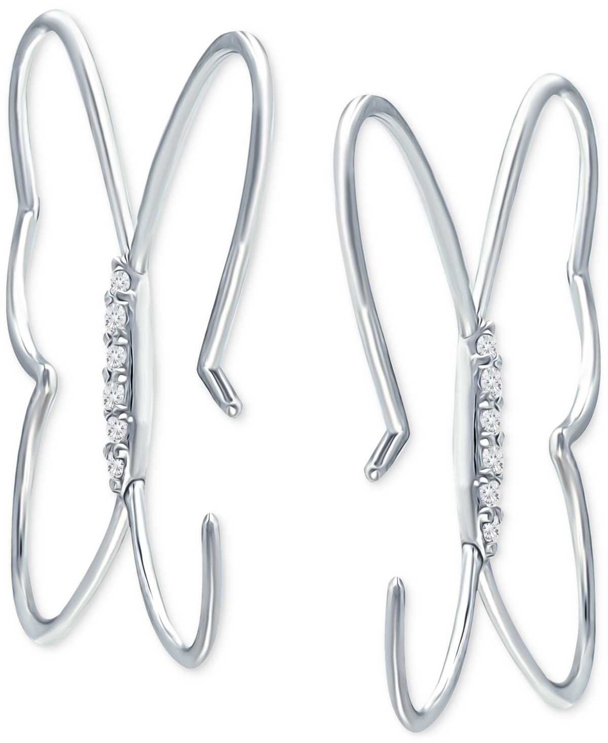 Giani Bernini Cubic Zirconia Butterfly Hoop Earrings, Created For Macy's In Silver
