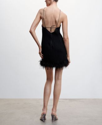 MANGO Women's Feather Detail Dress - Macy's