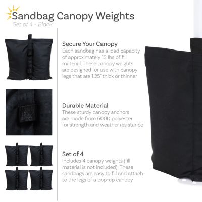 Polyester Sandbag Canopy Weights - Black - Set of 4