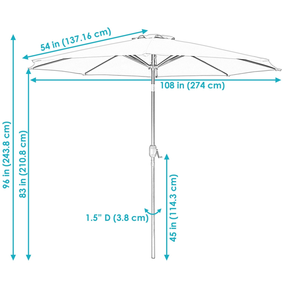 Sunnydaze Decor Aluminum Patio Umbrella with Tilt and Crank - Burnt Orange