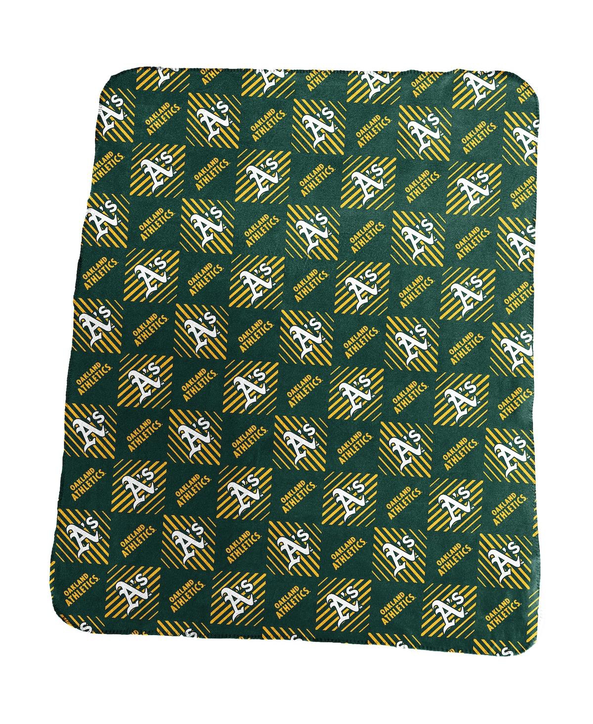 Logo Brands Oakland Athletics 60'' X 50'' Repeating Pattern Fleece Throw Blanket In Green,yellow