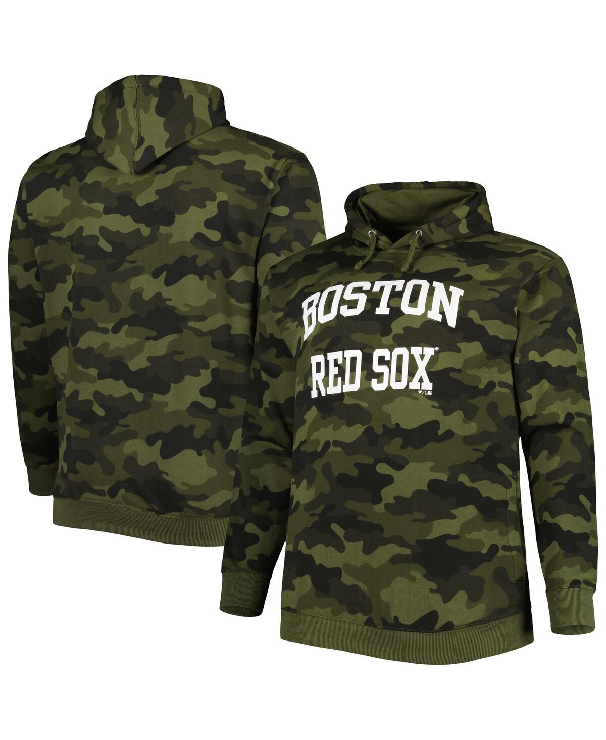 Profile Men's Big And Tall Camo Boston Red Sox Allover Print Pullover Hoodie