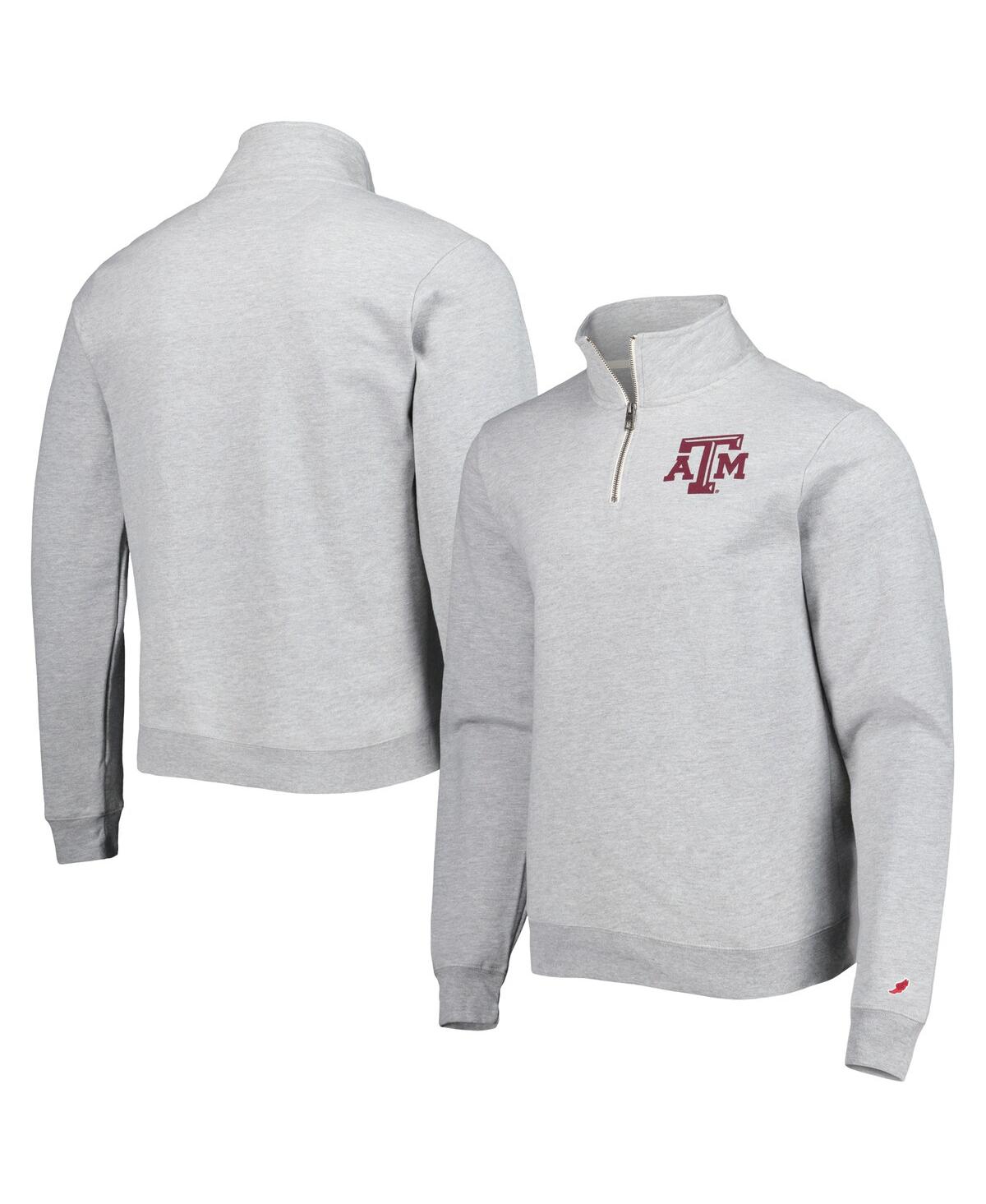 League Collegiate Wear Men's Heather Gray Texas A&m Aggies Stack Essential Fleece Quarter-zip Sweatshirt