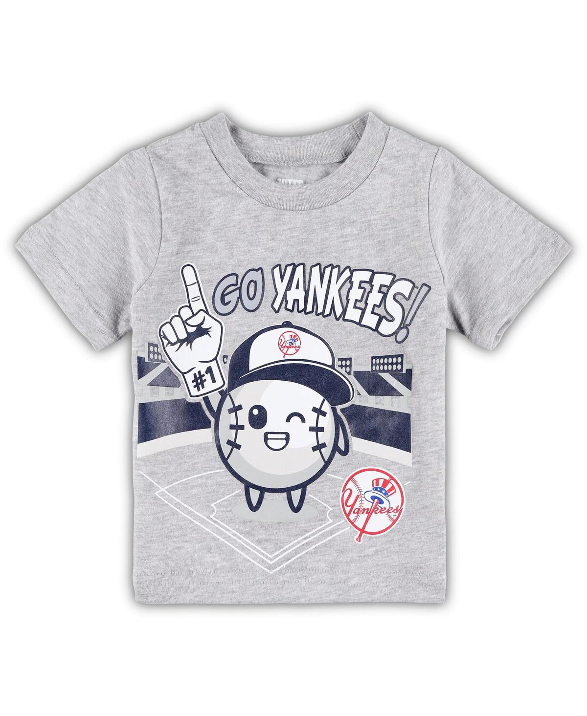 OUTERSTUFF TODDLER BOYS AND GIRLS HEATHER GRAY NEW YORK YANKEES BALL BOY T-SHIRT