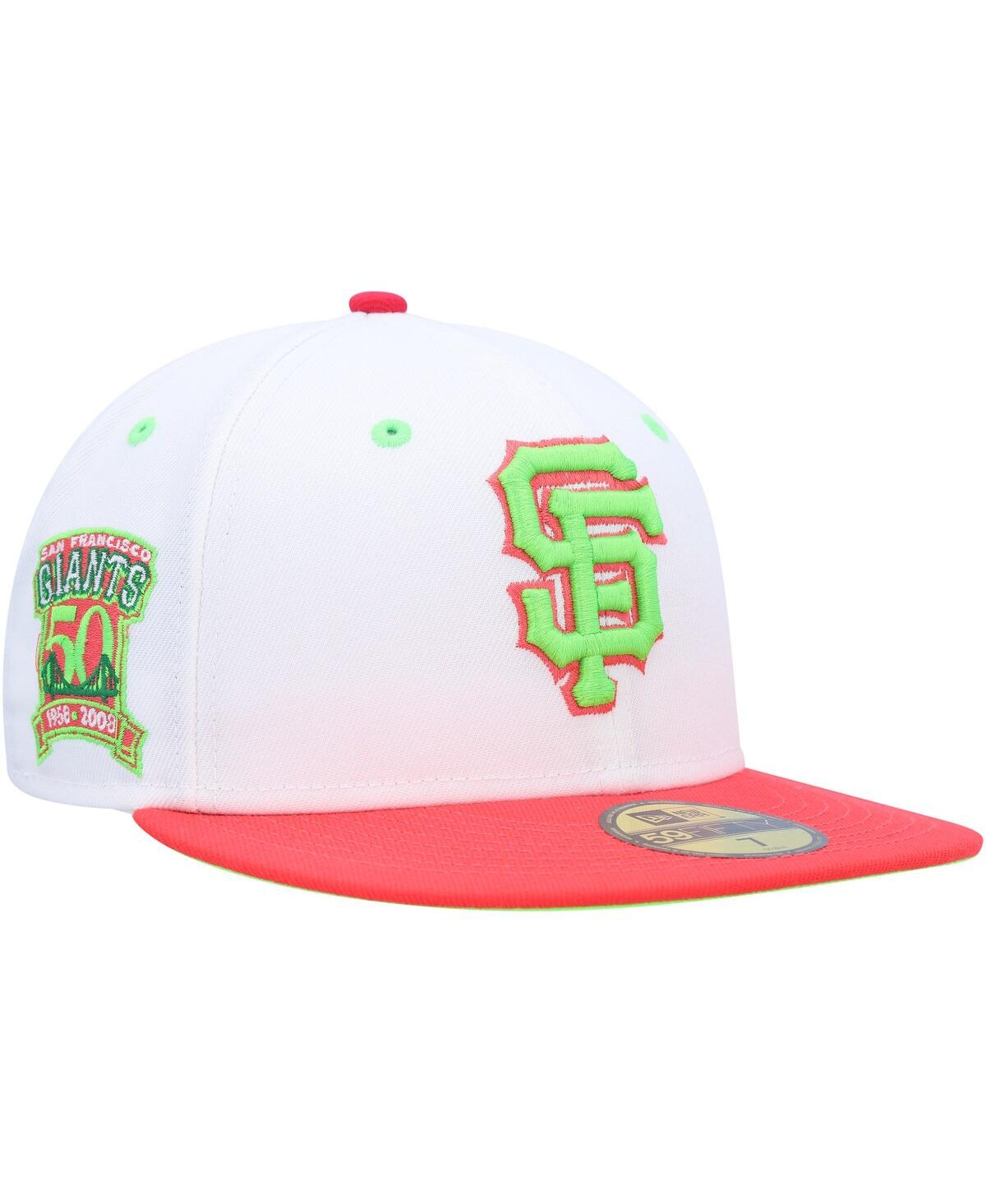 Men's New Eraand Coral San Francisco Giants 50th Anniversary Strawberry Lolli 59FIFTY Fitted Hat - White, Coral