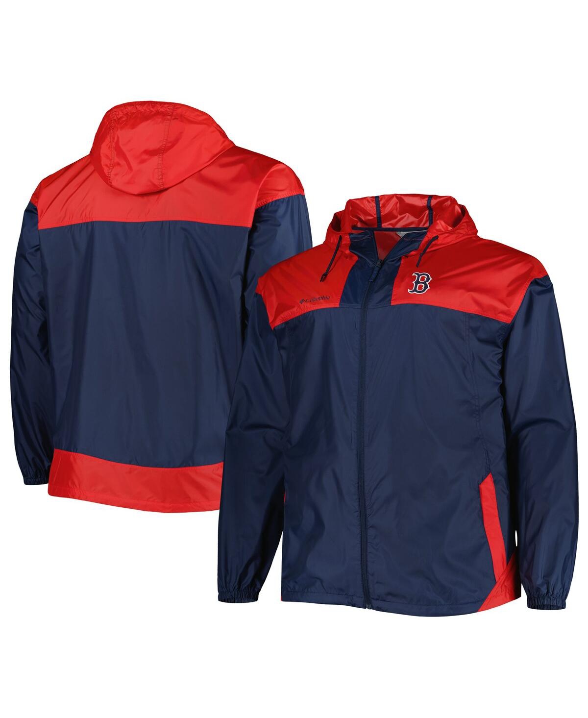 Men's ColumbiaBoston Red Sox Flash Forward Challenger Big and Tall Omni-Shade Full-Zip Windbreaker - Navy