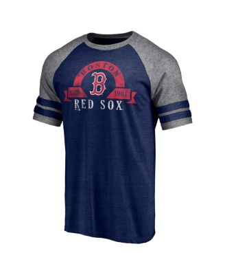 Men's Heather Navy Boston Red Sox Utility Two-Stripe Raglan Tri-Blend T-shirt