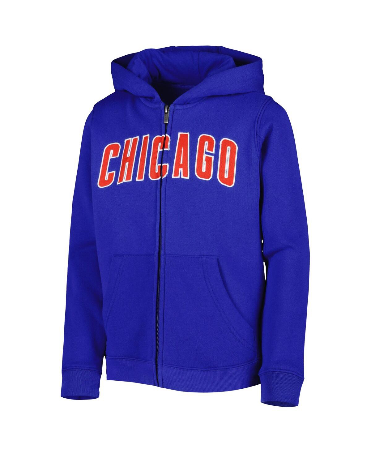 Big Boys and GirlsChicago Cubs Wordmark Full-Zip Fleece Hoodie - Royal