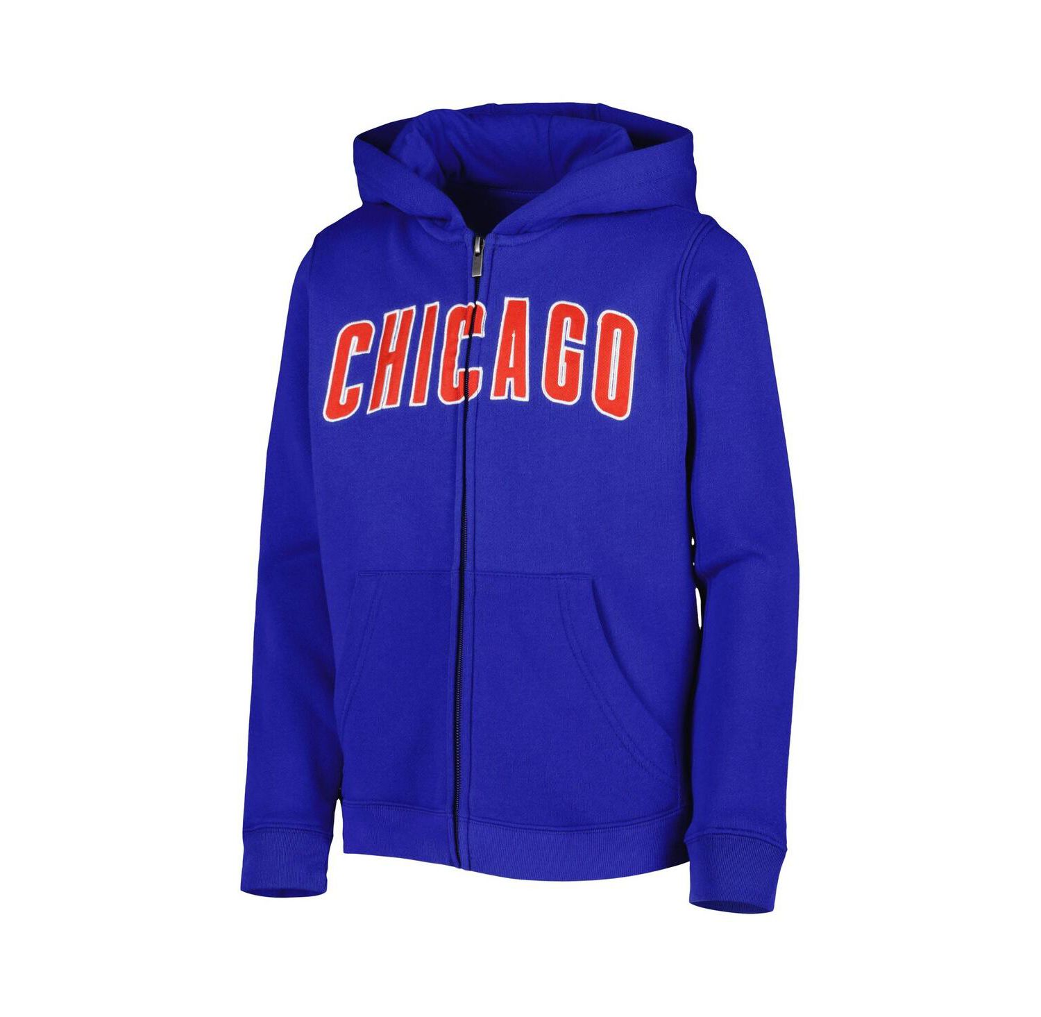 Big Boys and Girls Royal Chicago Cubs Wordmark Full-Zip Fleece Hoodie