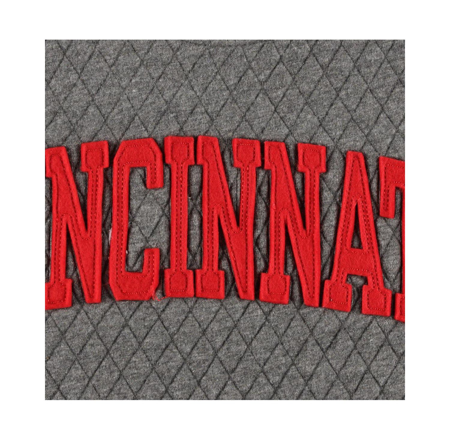 Women's Heather Charcoal Cincinnati Bearcats Moose Quilted Pullover Sweatshirt