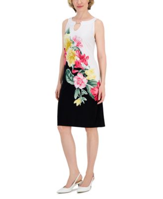 JM Collection - Petite Sleeveless Keyhole Dress
