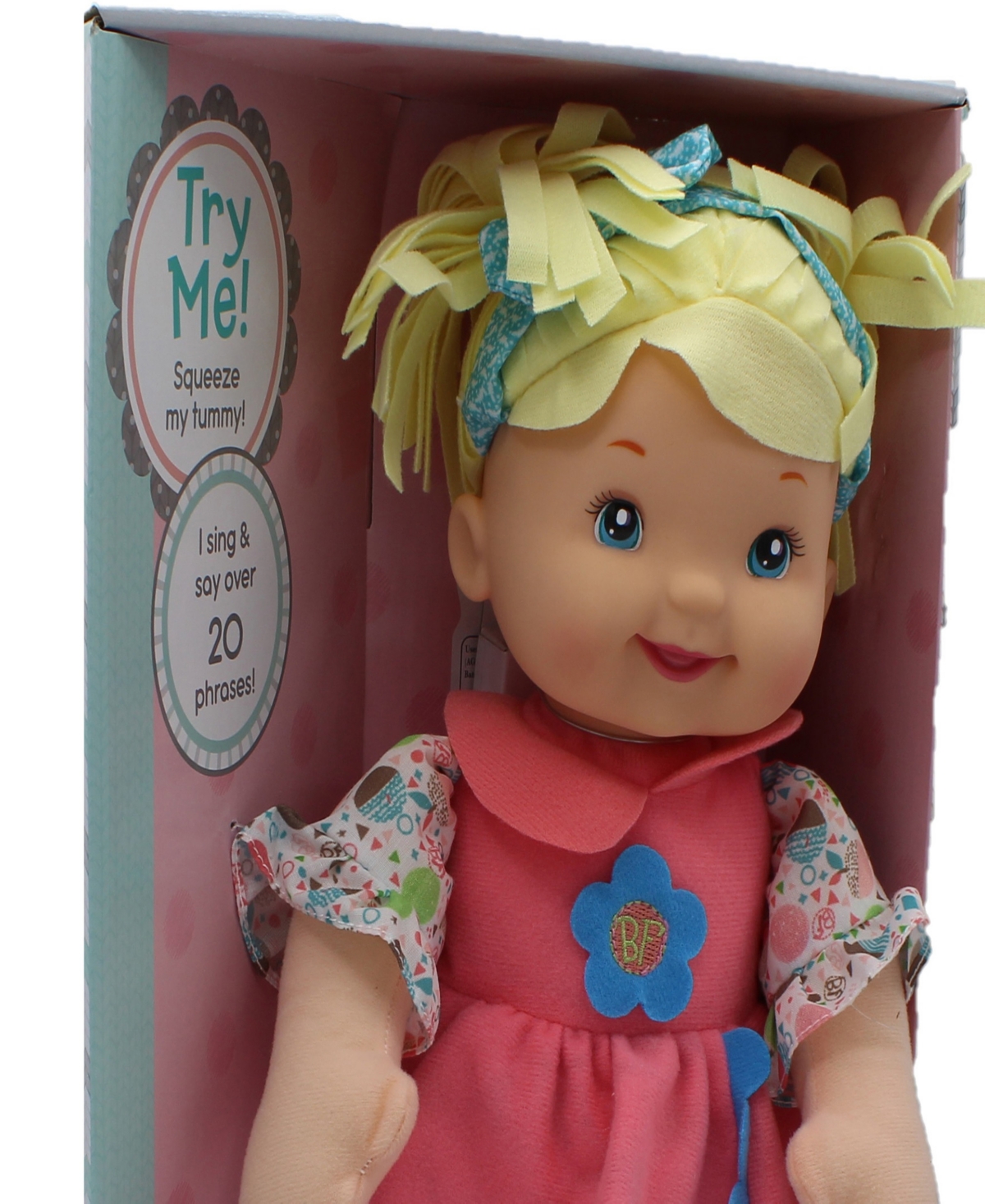 Shop Baby's First By Nemcor Goldberger Doll 15" Little Talker Doll Blonde With Coral Dress In Multi