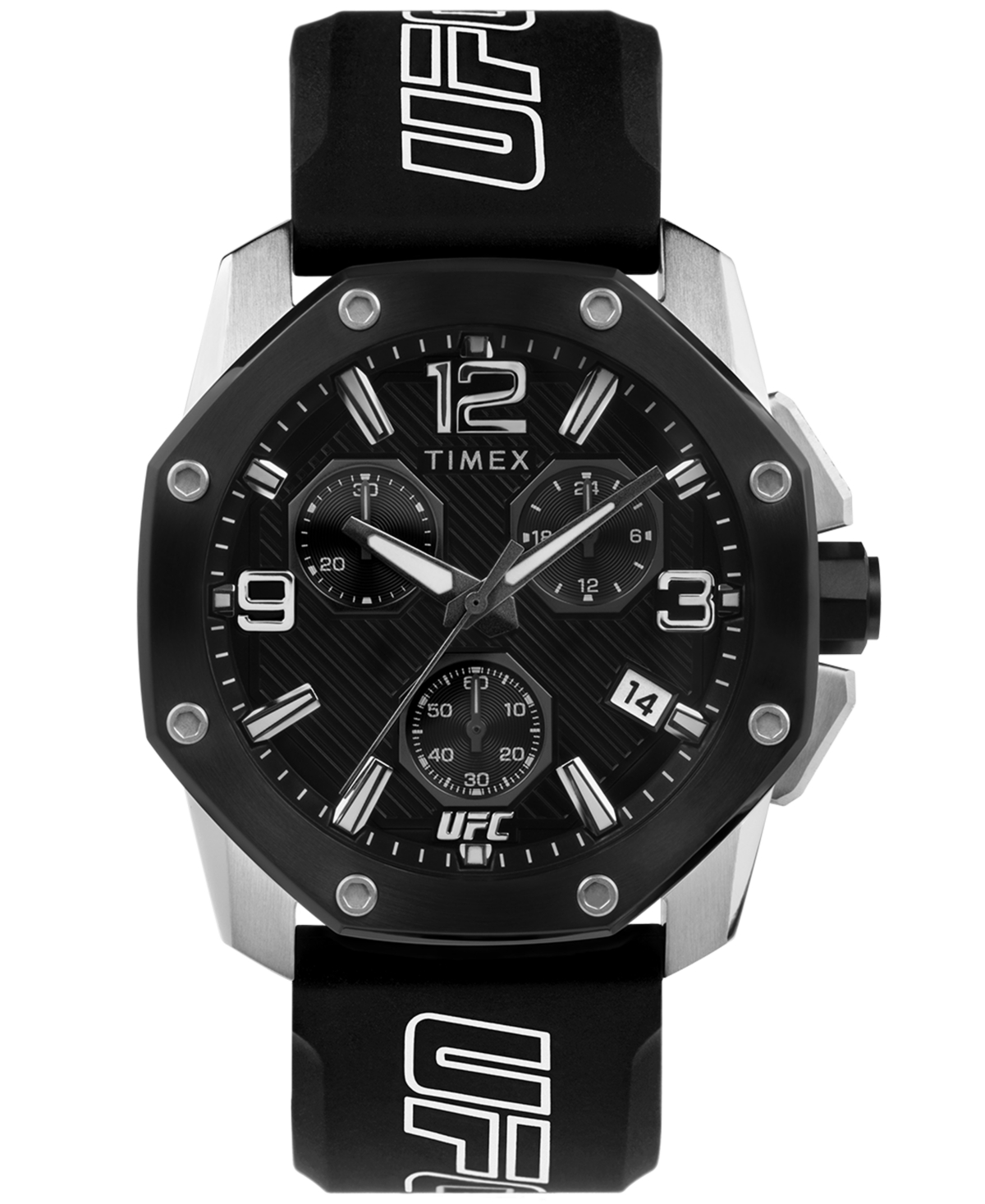 Shop Timex Ufc Men's Quartz Icon Silicone Black Watch, 45mm