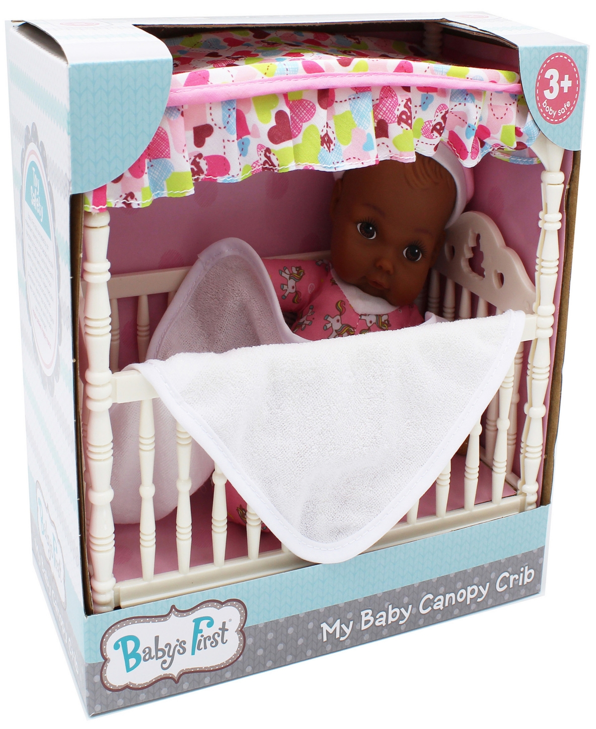 Baby's First By Nemcor Babies' Goldberger Doll Canopy Crib With 9" Doll African-american In Multi