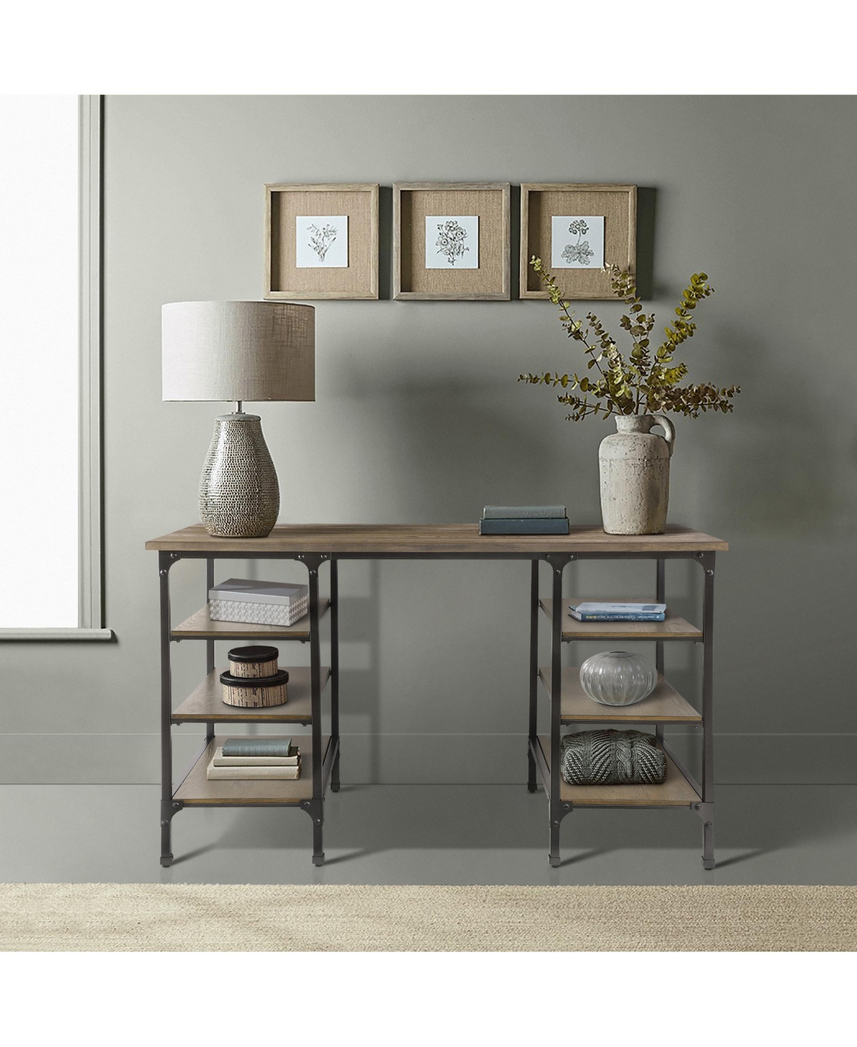 Thurmont Counter Height Writing Desk - 2-Tone Finish- Weathered Natural and Rus
