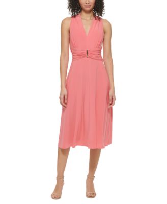 Jessica Howard - Petite V-Neck Sleeveless Midi Fit & Flare Dress