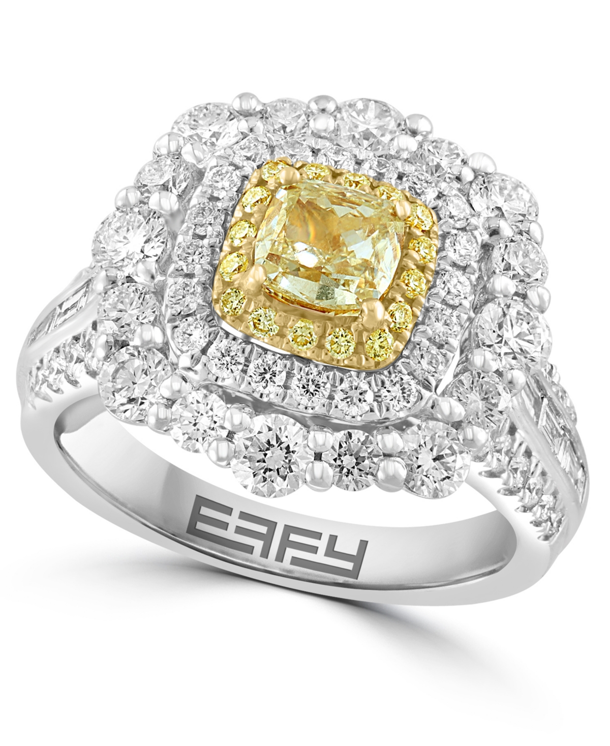 Effy Collection Effy Limited Edition White Diamond (1-5/8 Ct .t.w.) And Yellow Diamond (1 Ct. T.w.) Ring In 14k Two In K Two Tone Gold
