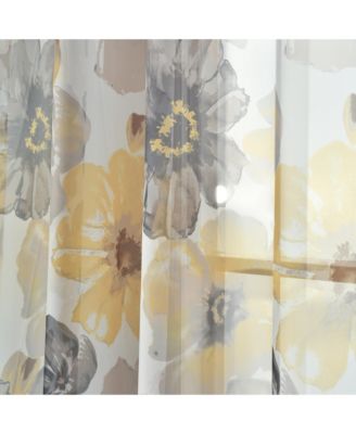 Lush Decor Leah Floral Sheer Window Curtain Panels Pair 52"W x 84"L Red & Orange - Floral Curtains for Bedroom - Sheer Curtains for Living Room