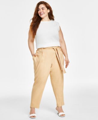 Calvin Klein Plus Size Tie-Waist Jogger Pants - Macy's