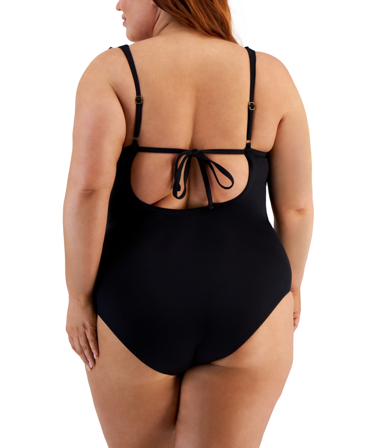 Becca Etc Trendy Plus Size Color Code Ruffled One-Piece Swimsuit