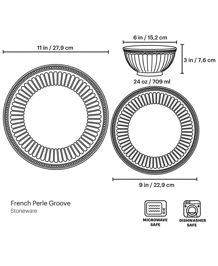 Lenox - French Perle Groove White 12-Piece Dinnerware Set