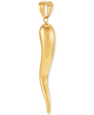 Men's Polished Cornicello Horn Pendant in 10k Gold
