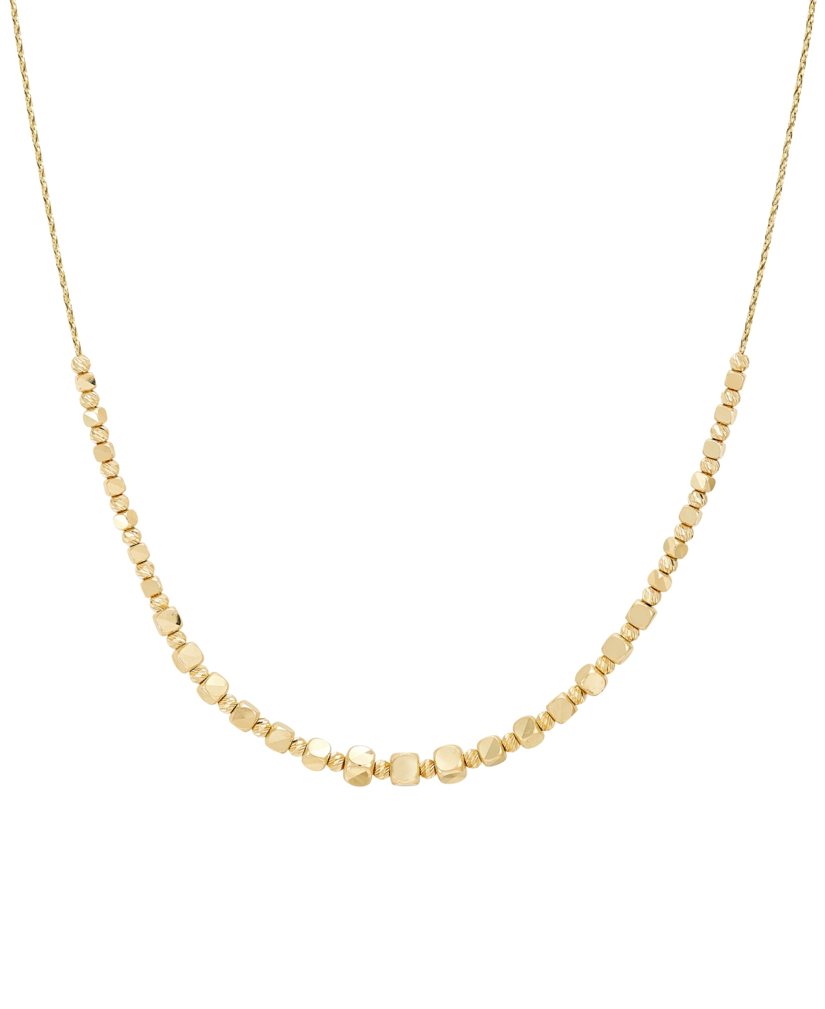 Italian Gold Polished & Textured Bead Collar Necklace In 10k Gold, 18" + 1" Extender