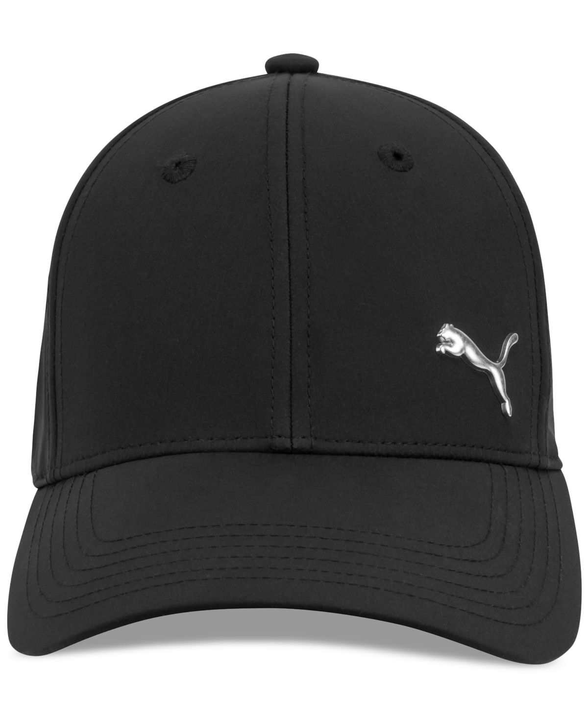 Puma Men's Alloy Solid Color Cat Logo Stretch Fit Cap In Black