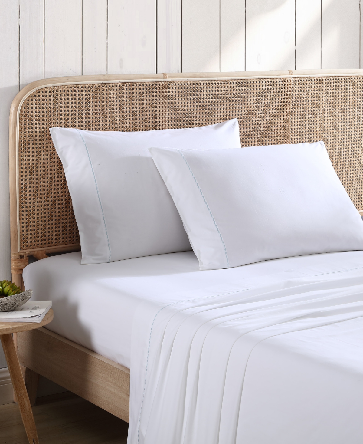 Closeout! Tommy Bahama Home Solid Cotton Percale 4 Piece Sheet Set, - Aqua