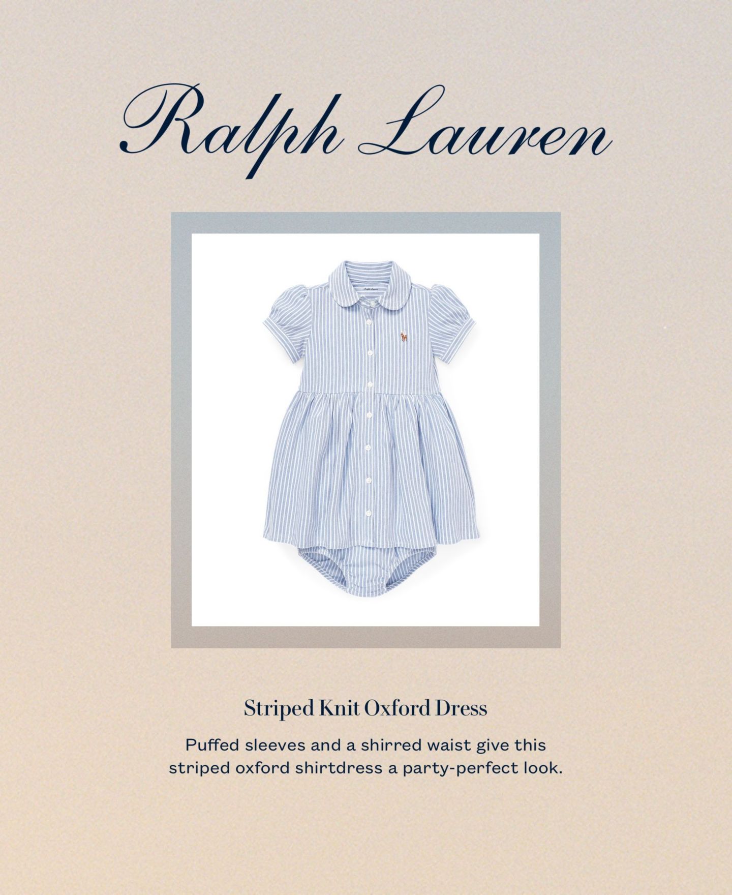 Платье Polo Ralph Lauren Striped Knit Oxford Dress для девочек-малышей, цвет: Синий — фото 6