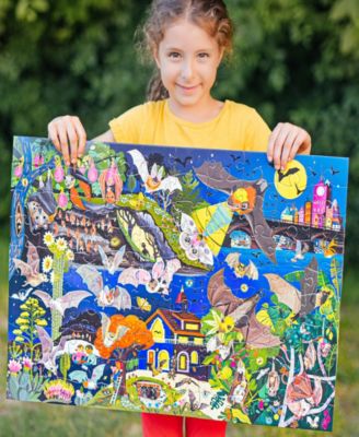 Eeboo Love of Bats Glow in The Dark 100 Piece Jigsaw Puzzle Set, Ages 5 and up