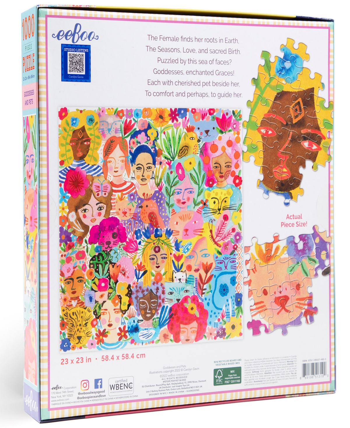 Shop Eeboo Piece And Love Goddesses Pets 1000 Piece Square Adult Jigsaw Puzzle Set In Multi
